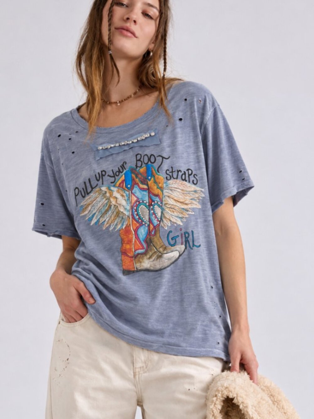A RARE BIRD PULL UP YOUR BOOT STRAPS TEE NWT